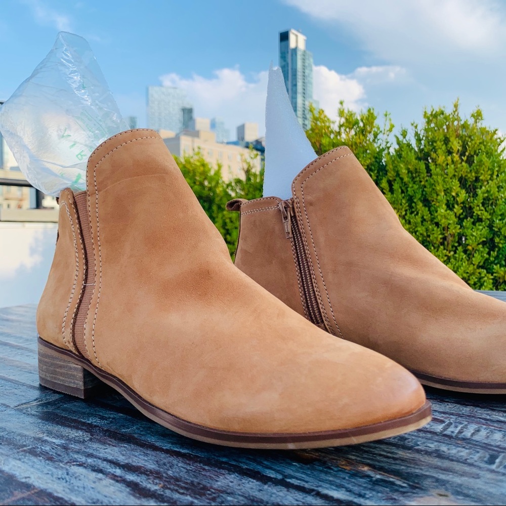 ALDO NEW Camel Ombre Tan Leather Zip BlockHeel Chelsea Boots - Picture 4 of 16